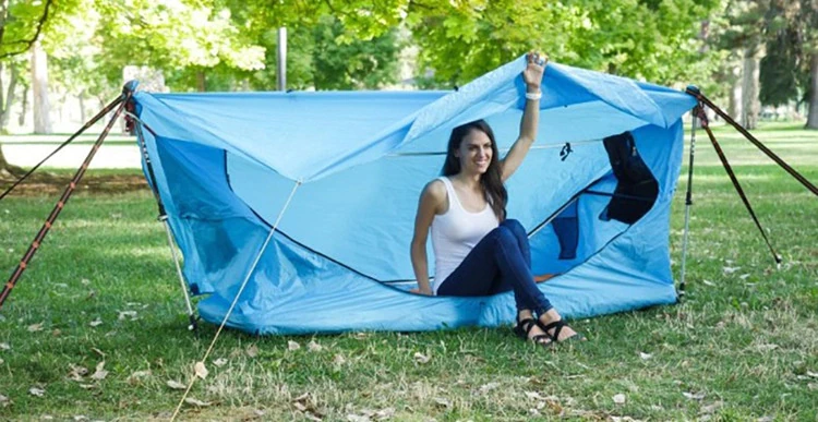 Cheap Goat Tents Mosquito Net Hammock Canopy Tent Large Space Anti Rollover Outdoor Camping Awning  Rainproof And Sunscreen Hanging Sun Shelter Tents 